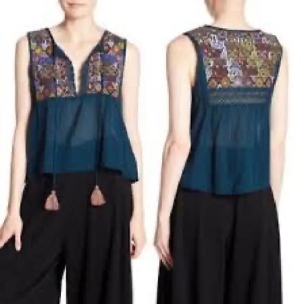 Free People Embroidered Lohri Crop Top